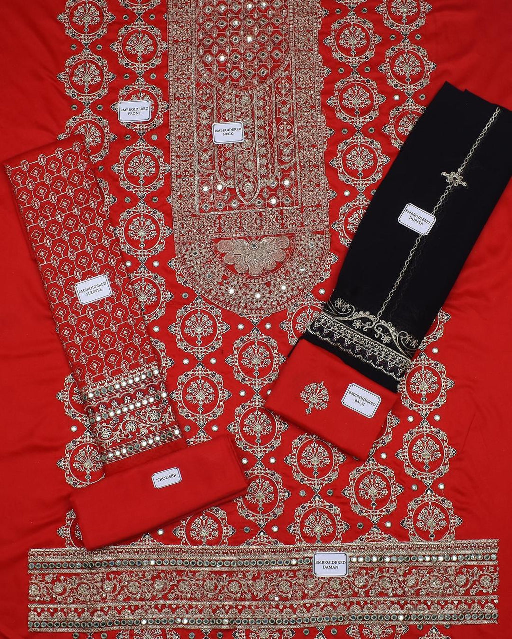3 Pcs Women's Unstitched Linen Embroidered Fancy Suit By Zarmeen & Emaan