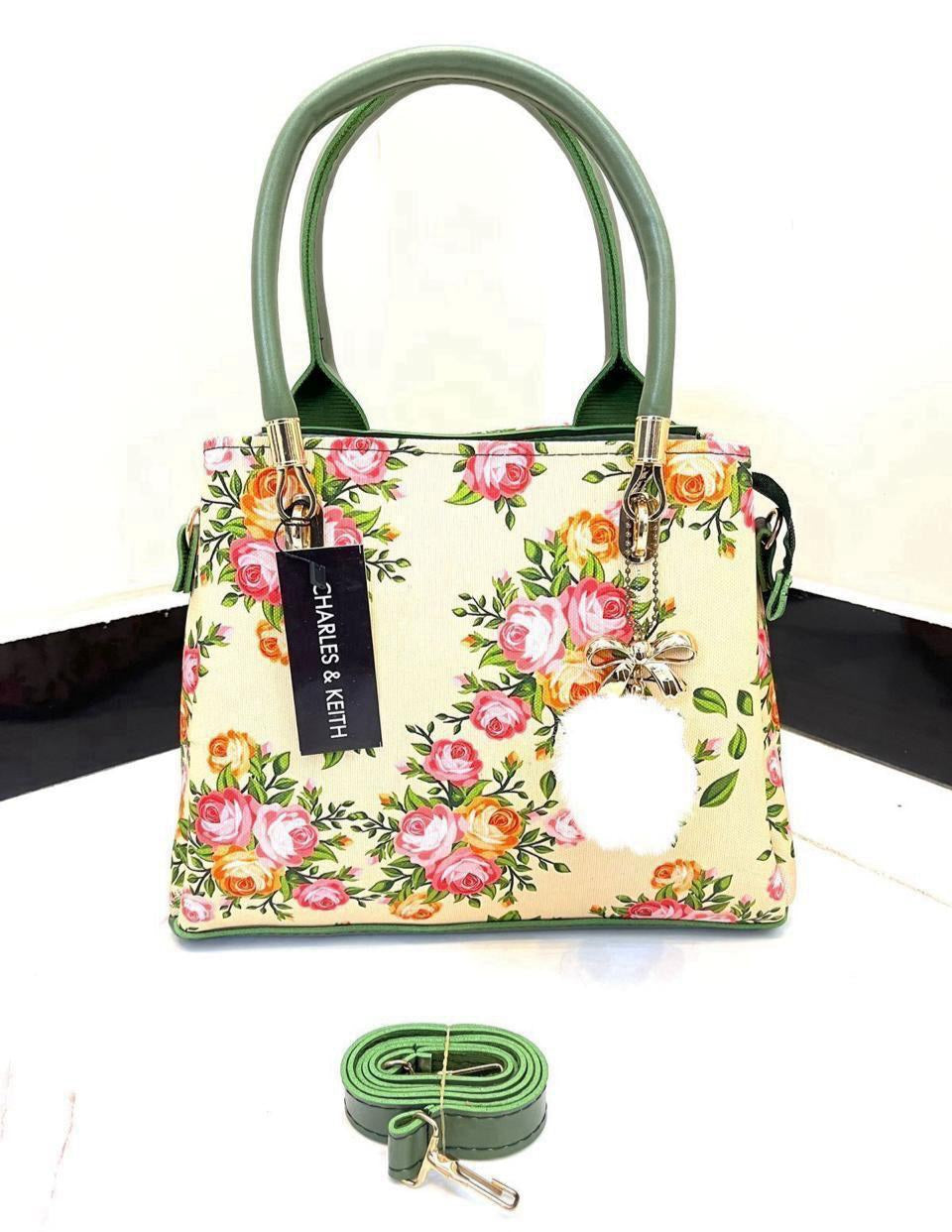 Charles & Keith Girl's Canvas Flower Print Hand Bag