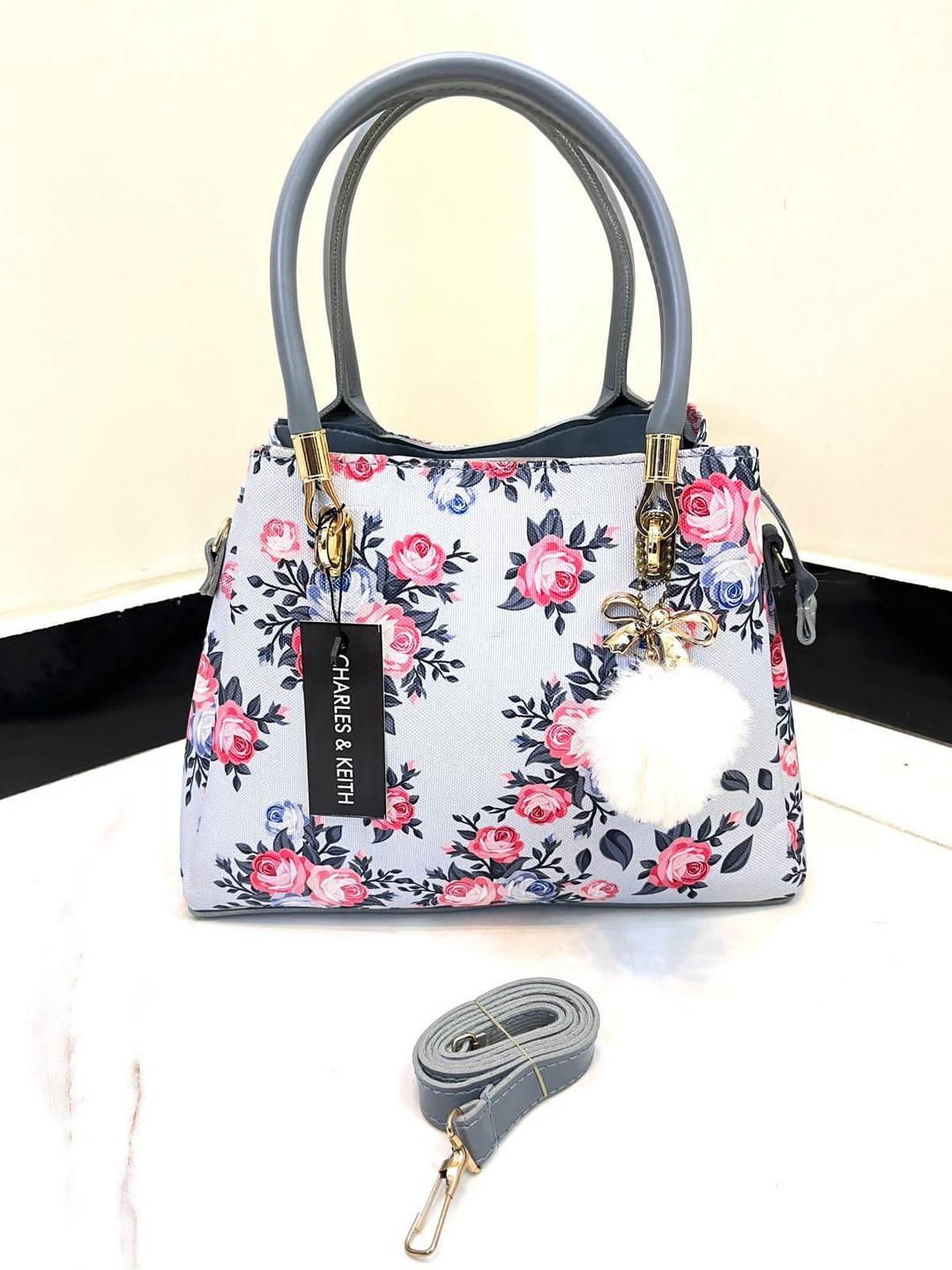 Charles & Keith Girl's Canvas Flower Print Hand Bag