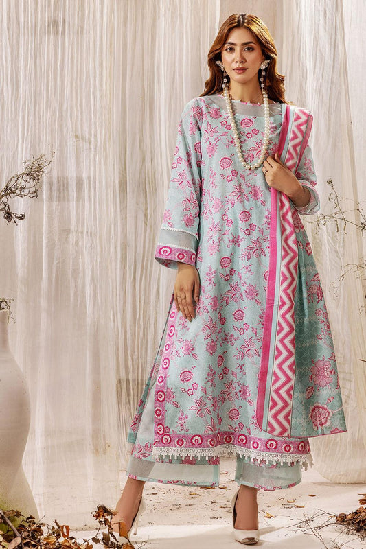 Safwa -3 Pcs Digital Printed Doria Lawn Unstitched Suit