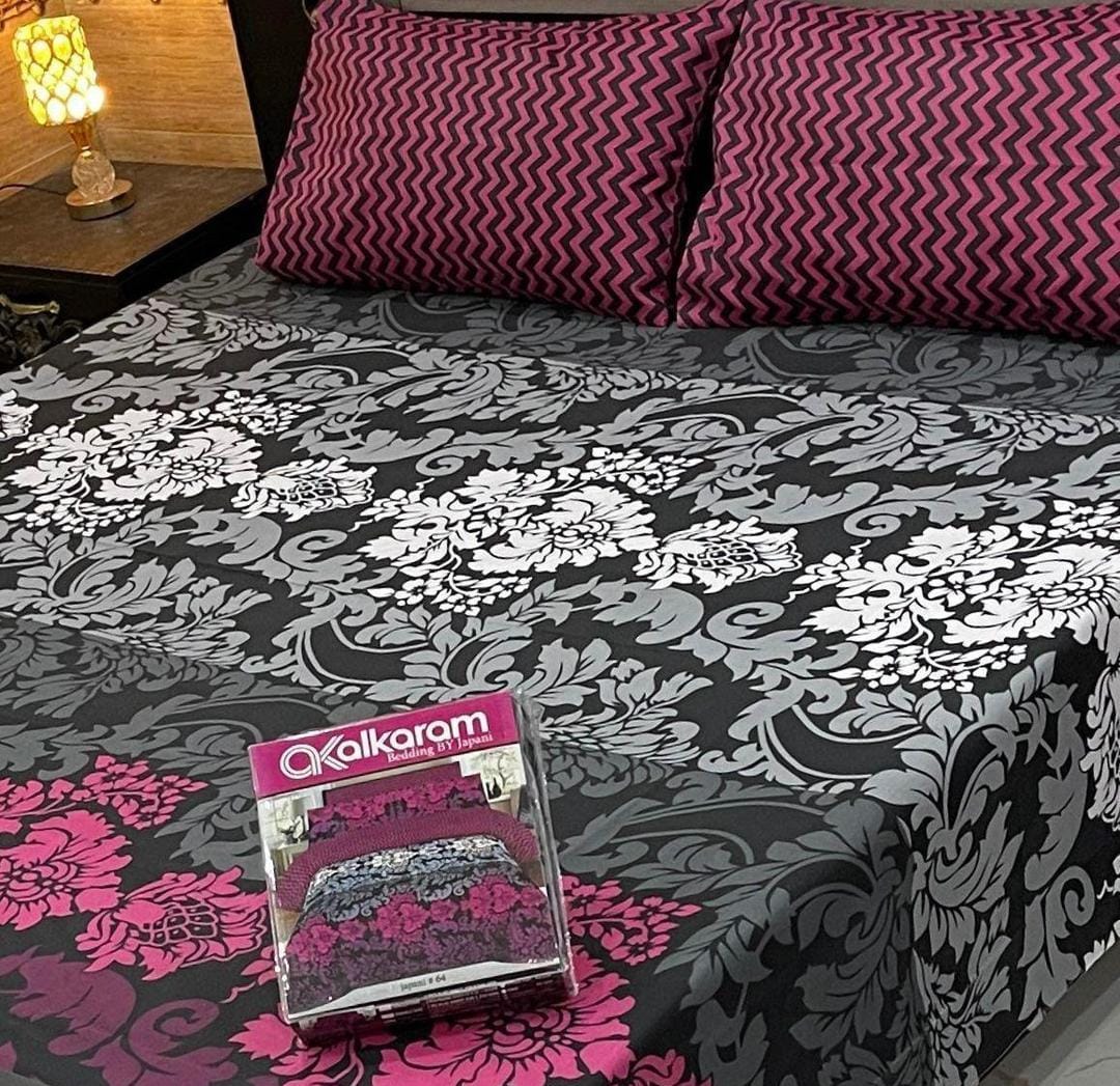 AL Karam Printed Double Bedsheets With Pillow Covers