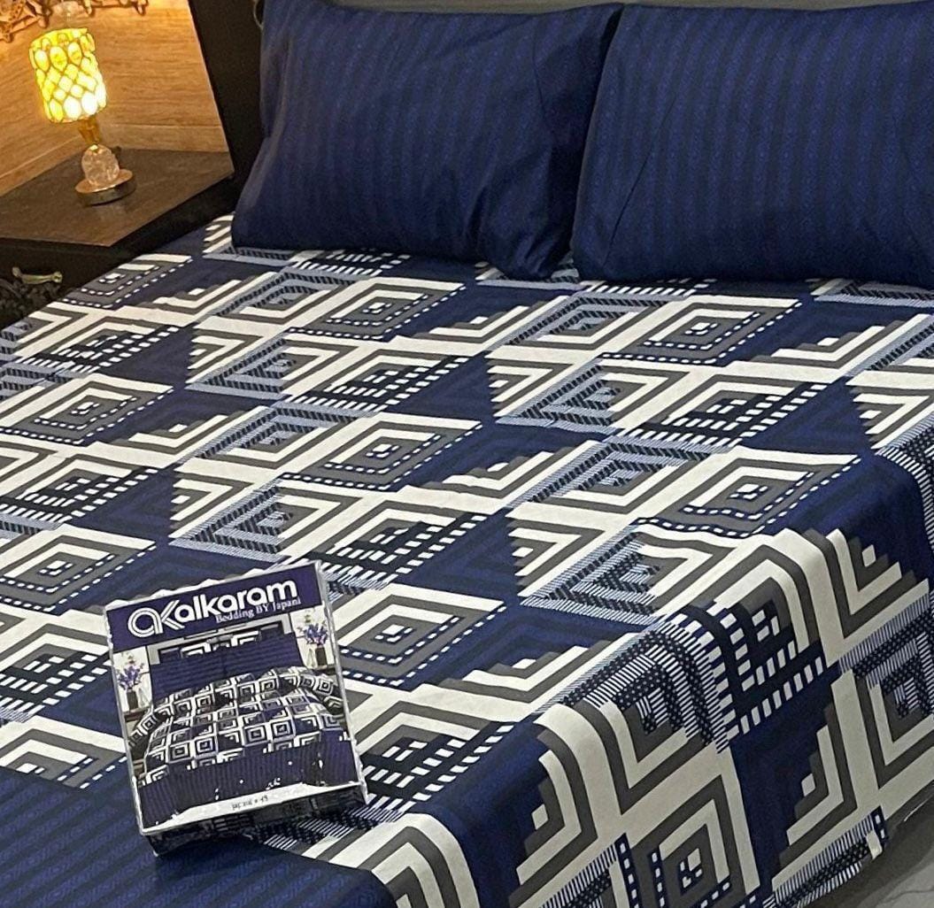 AL Karam Printed Double Bedsheets With Pillow Covers