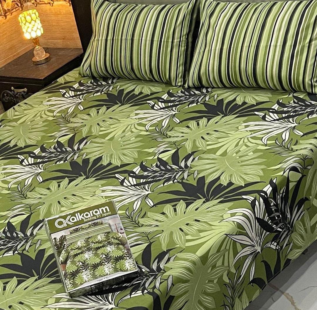 AL Karam Printed Double Bedsheets With Pillow Covers