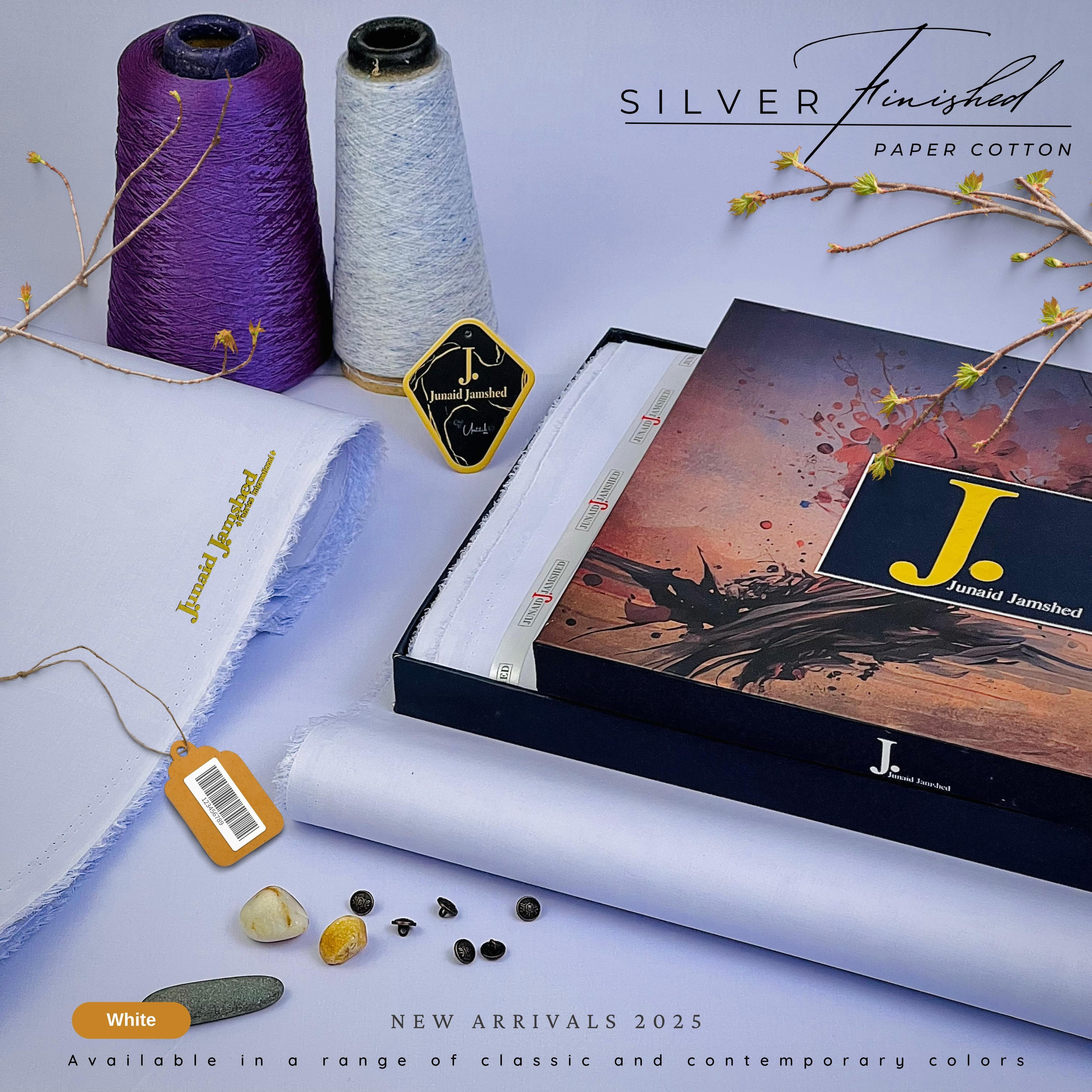 J• Summer Impressions Silver Finished Paper Cotton