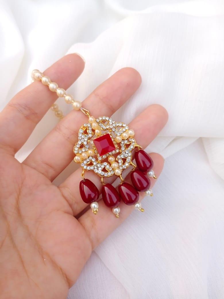 Fancy Gold Plated Artificial Stones Choker Set