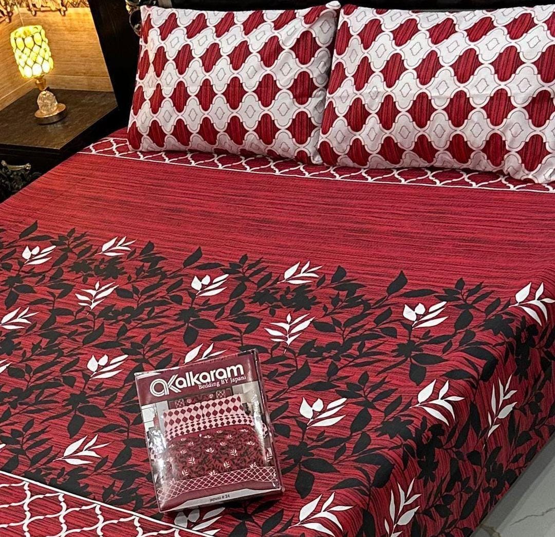 AL Karam Printed Double Bedsheets With Pillow Covers
