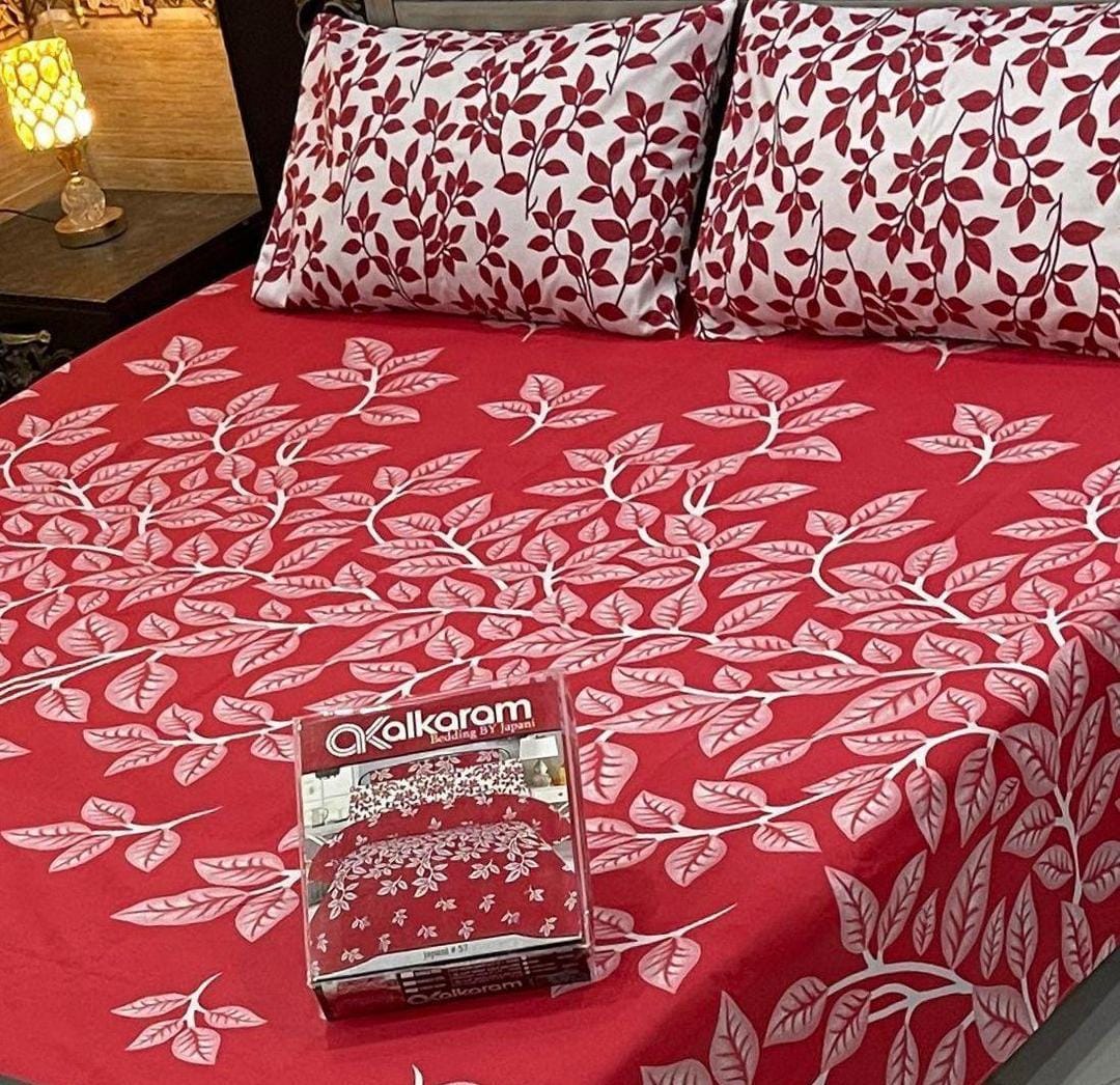AL Karam Printed Double Bedsheets With Pillow Covers