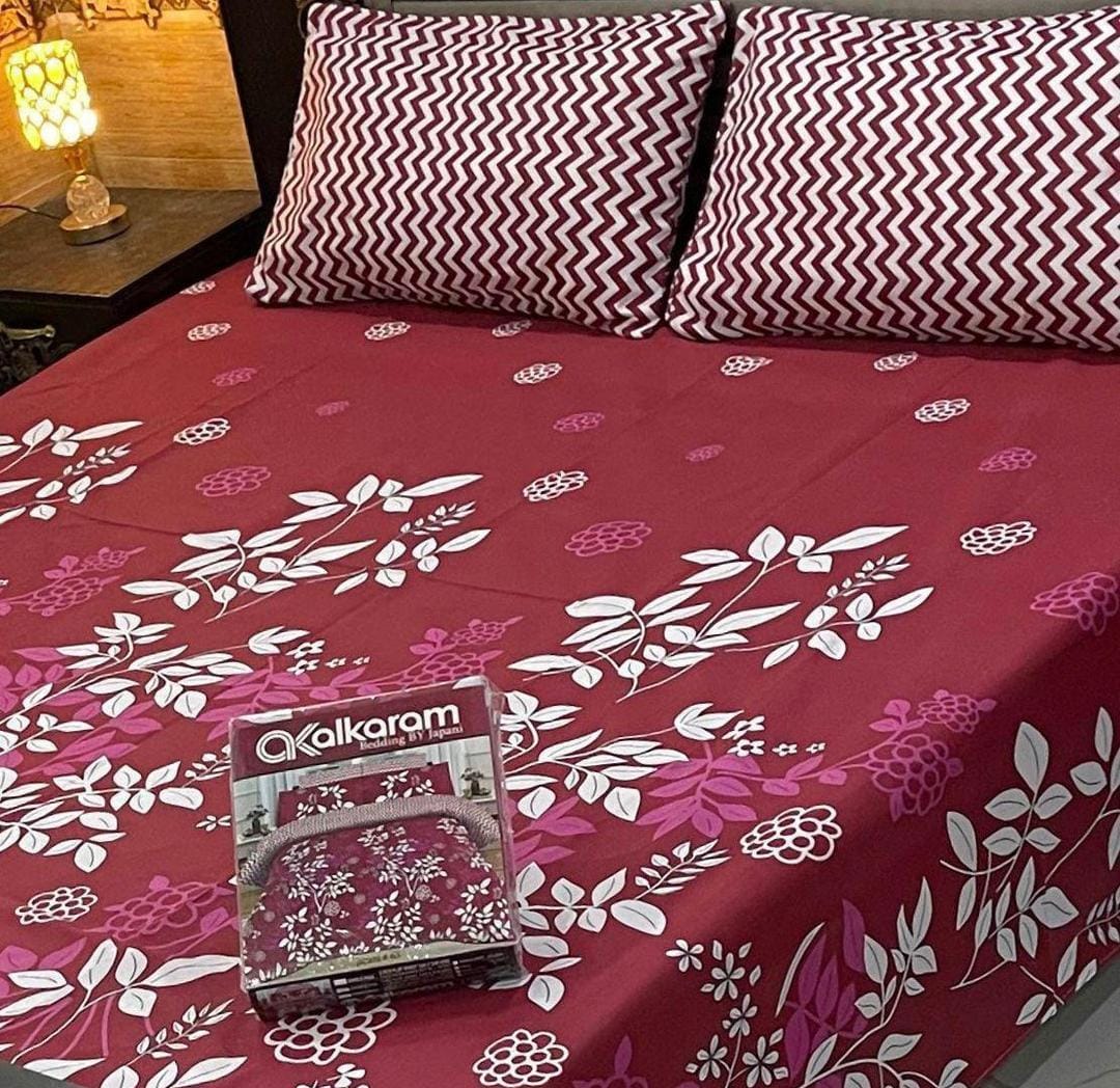 AL Karam Printed Double Bedsheets With Pillow Covers