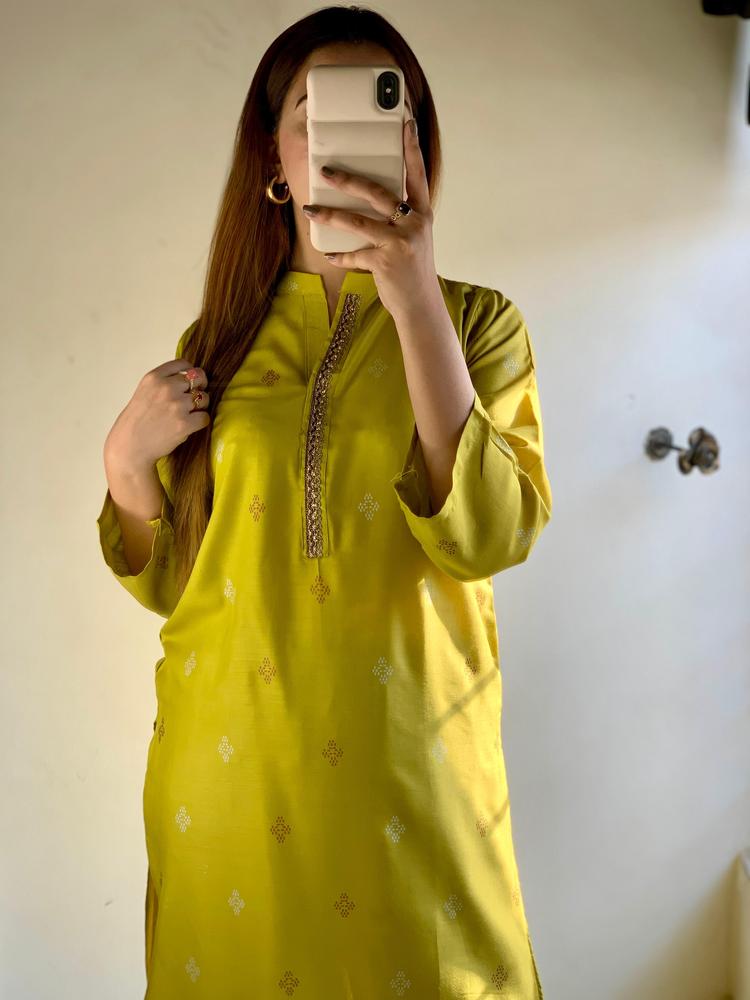 Khaadi 2 Pcs Women's Stitched Linen Block Printed Shirt And Trouser