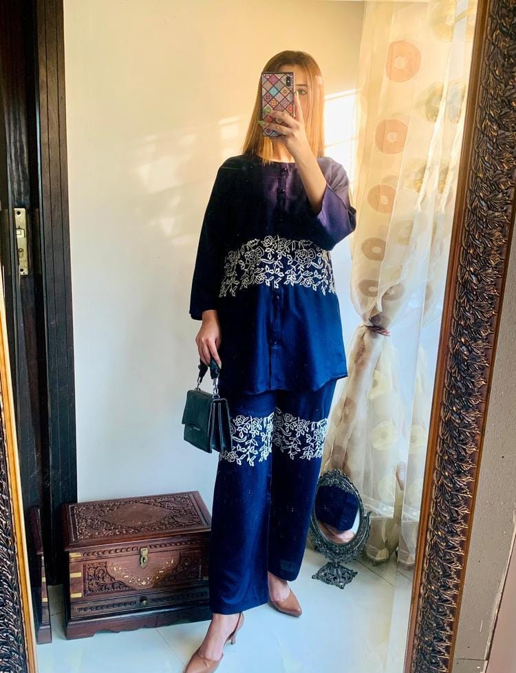 CrossStich 2 Pcs Women's Stitched Arabic Lawn Embroidered Shirt And Trouser