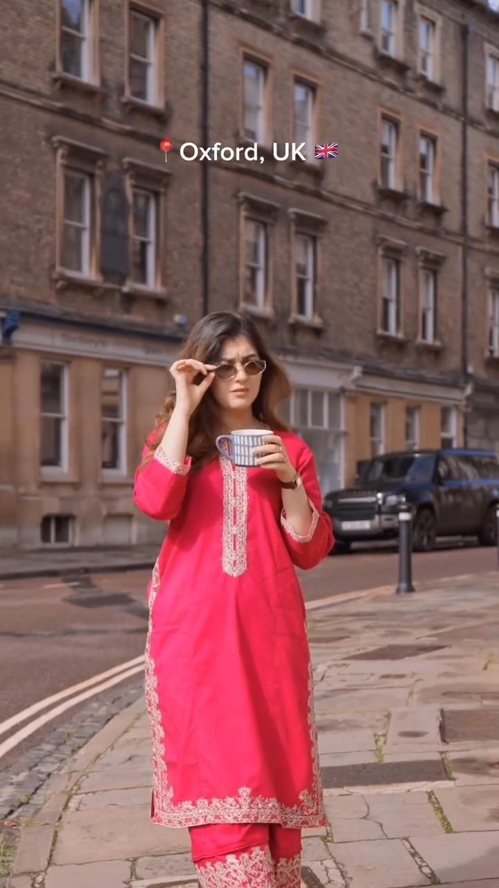 2 Pc Stylish Dhanak Embroidered Women's Stitched Shirt and Trouser Set