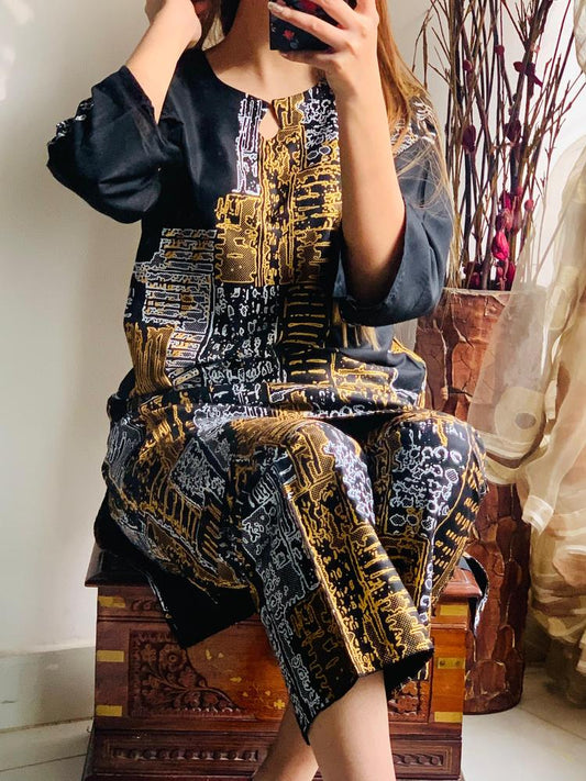 Zara 2 Pcs Stitched Printed Suit