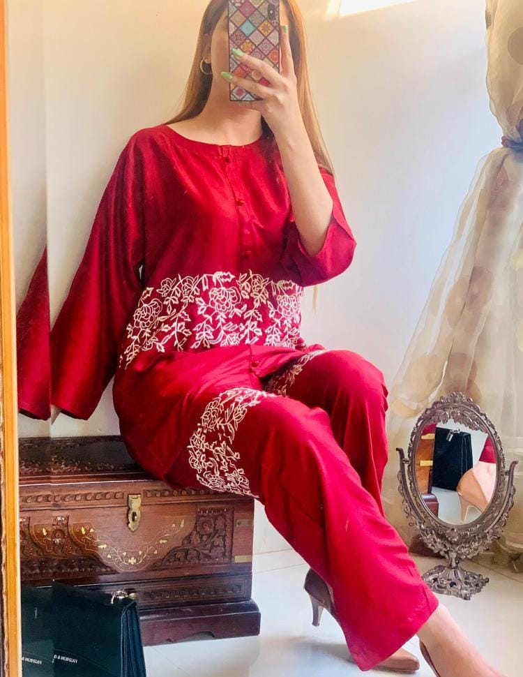 CrossStich 2 Pcs Women's Stitched Arabic Lawn Embroidered Shirt And Trouser