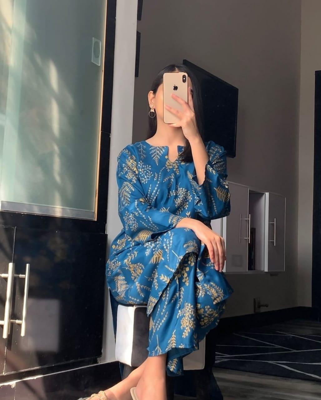 2 Pc Premium Shirt & Trouser Stiched Leaf Design