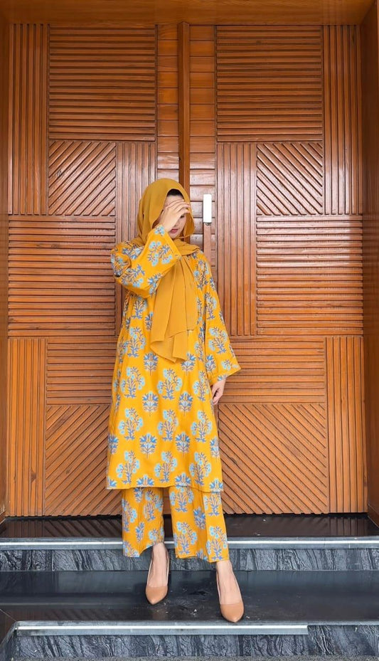 Zara 3D Block Printed Shirt & Trouser Stiched 2 Pc