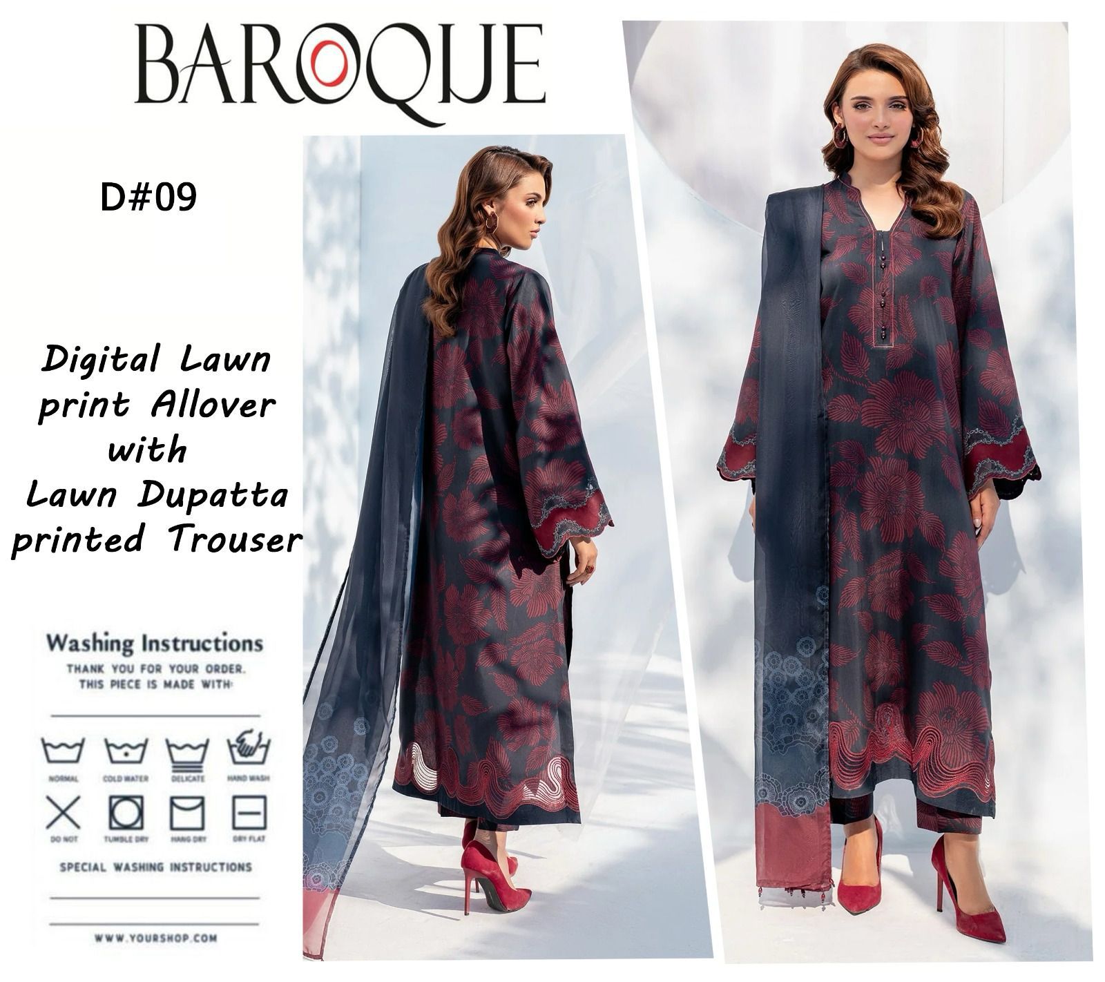 Baroque 3 Pc Unstiched Lawn Collection