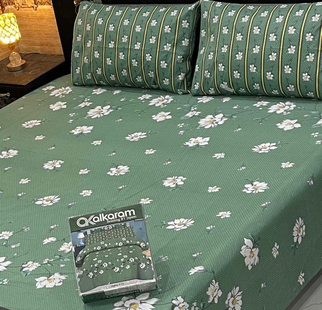 AL Karam Printed Double Bedsheets With Pillow Covers