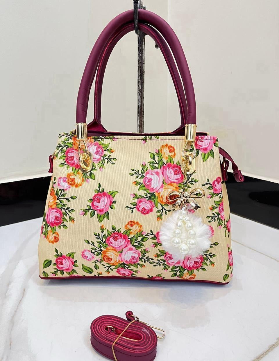 Charles & Keith Girl's Canvas Flower Print Hand Bag