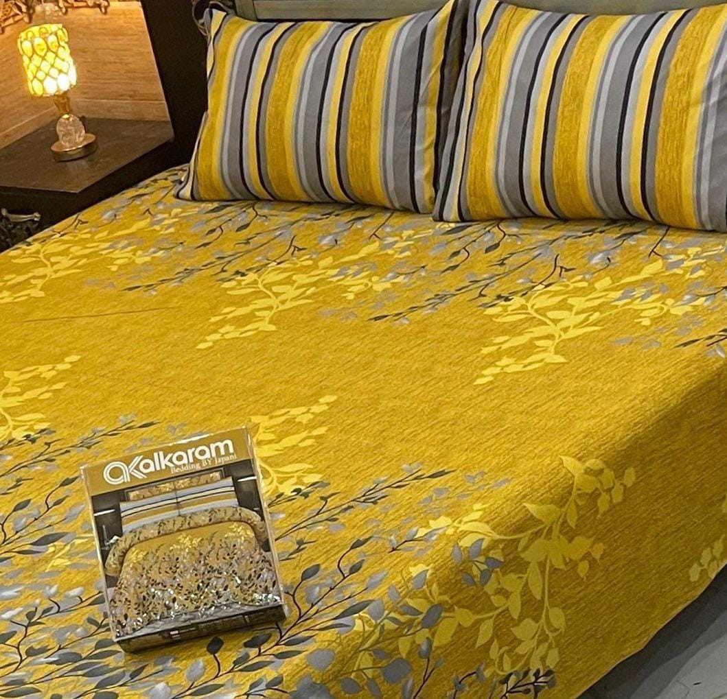 AL Karam Printed Double Bedsheets With Pillow Covers