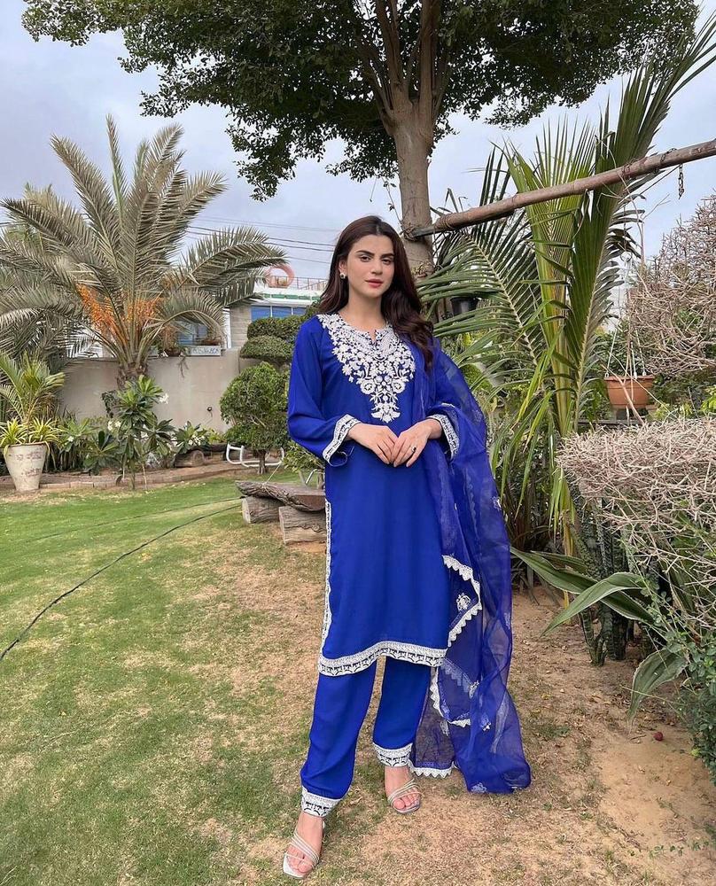 CrossStich 3 Pcs Women's Stitched Organza Embroidered Suit