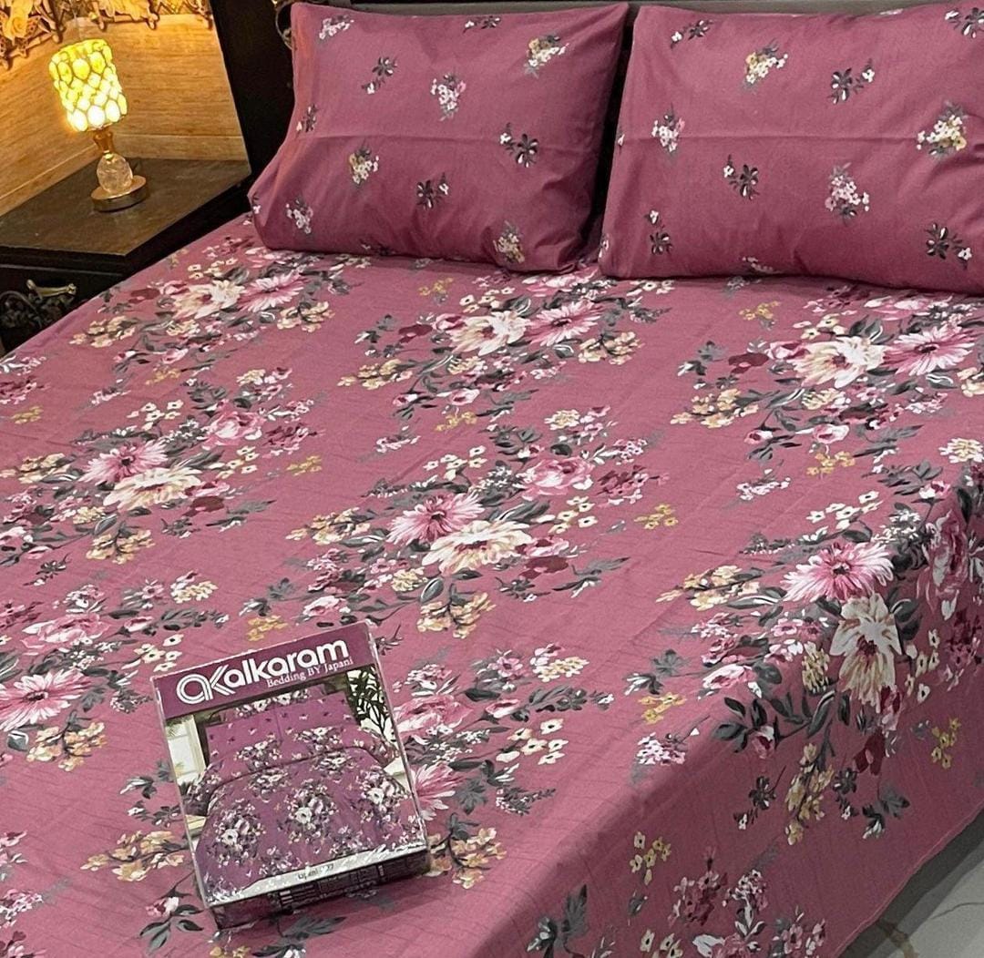 AL Karam Printed Double Bedsheets With Pillow Covers