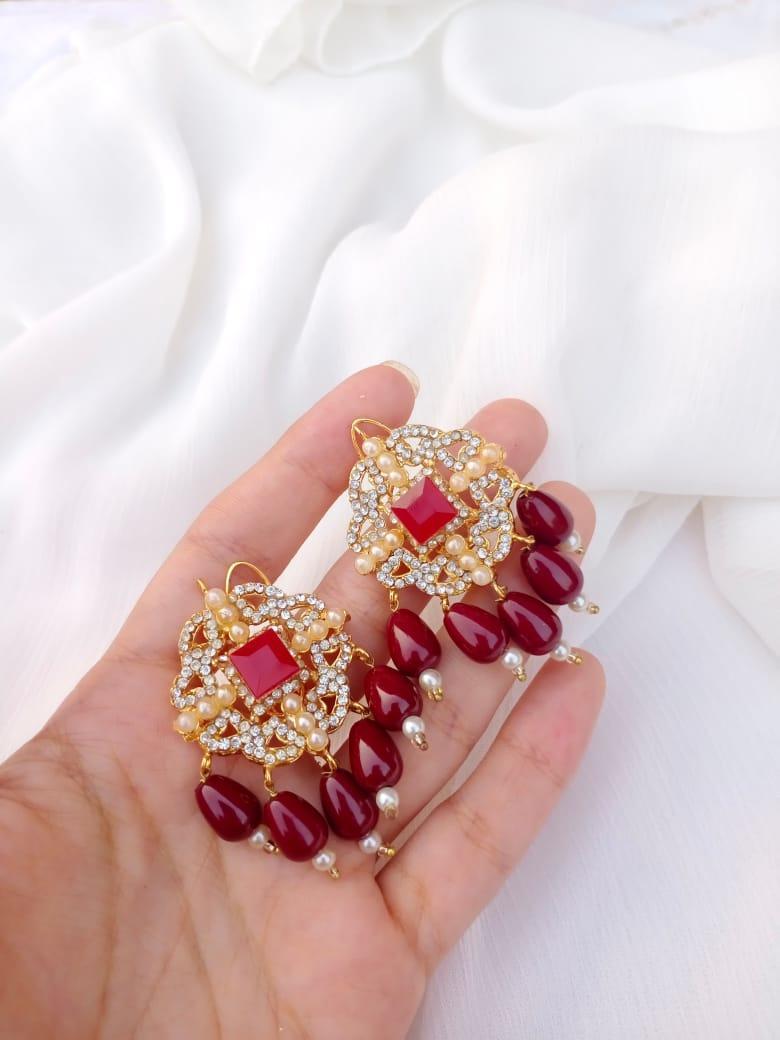 Fancy Gold Plated Artificial Stones Choker Set