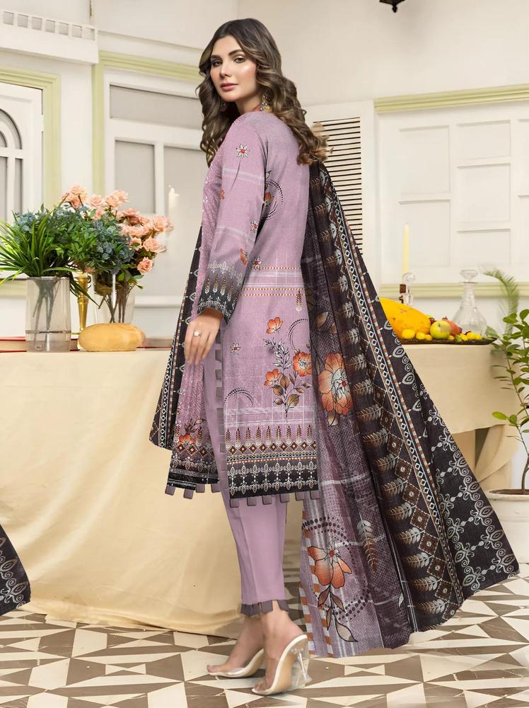 3 Pcs Women's Unstitched Lawn Chikankari Embroidered Suit By Nisha Designer