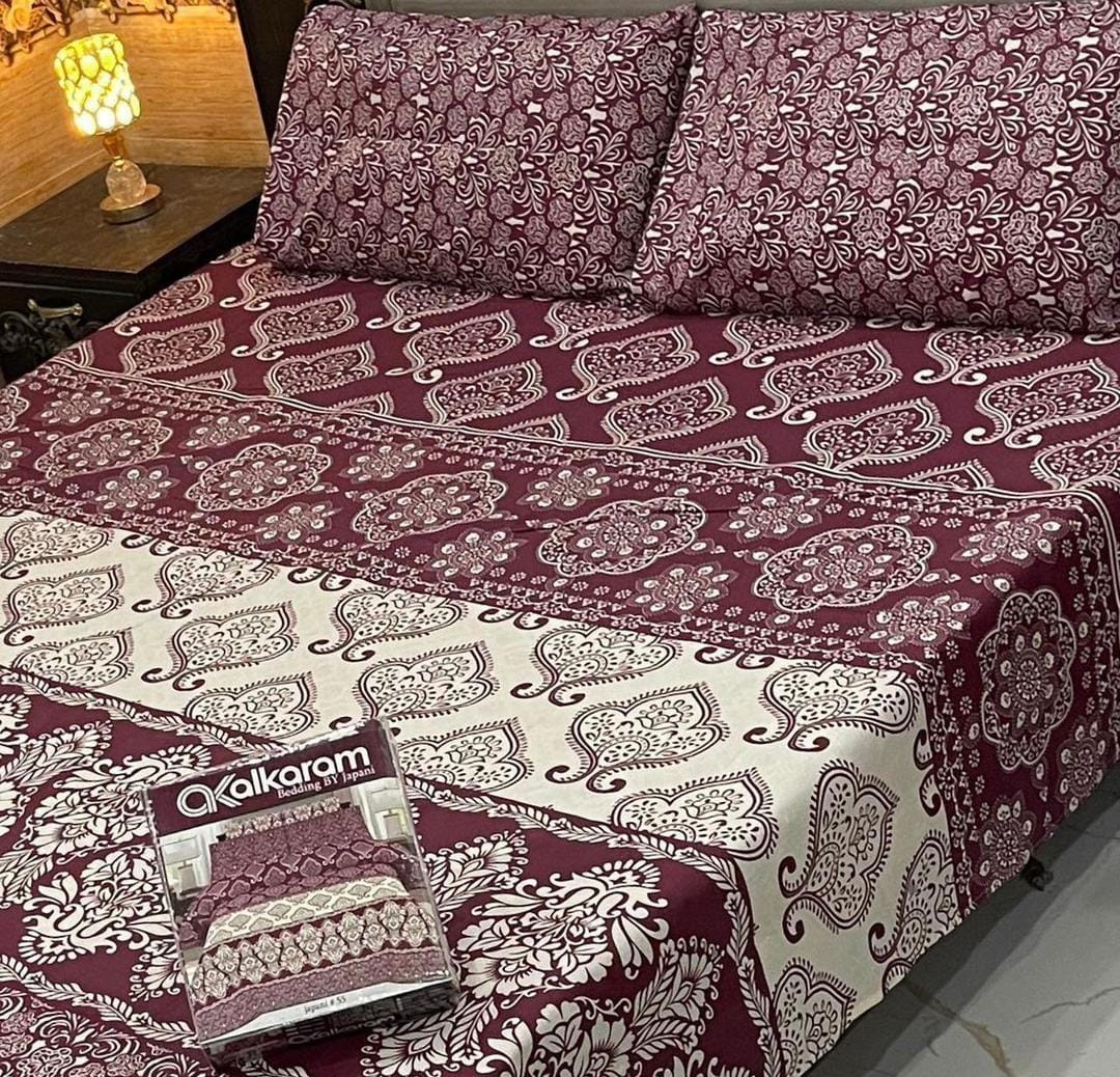 AL Karam Printed Double Bedsheets With Pillow Covers