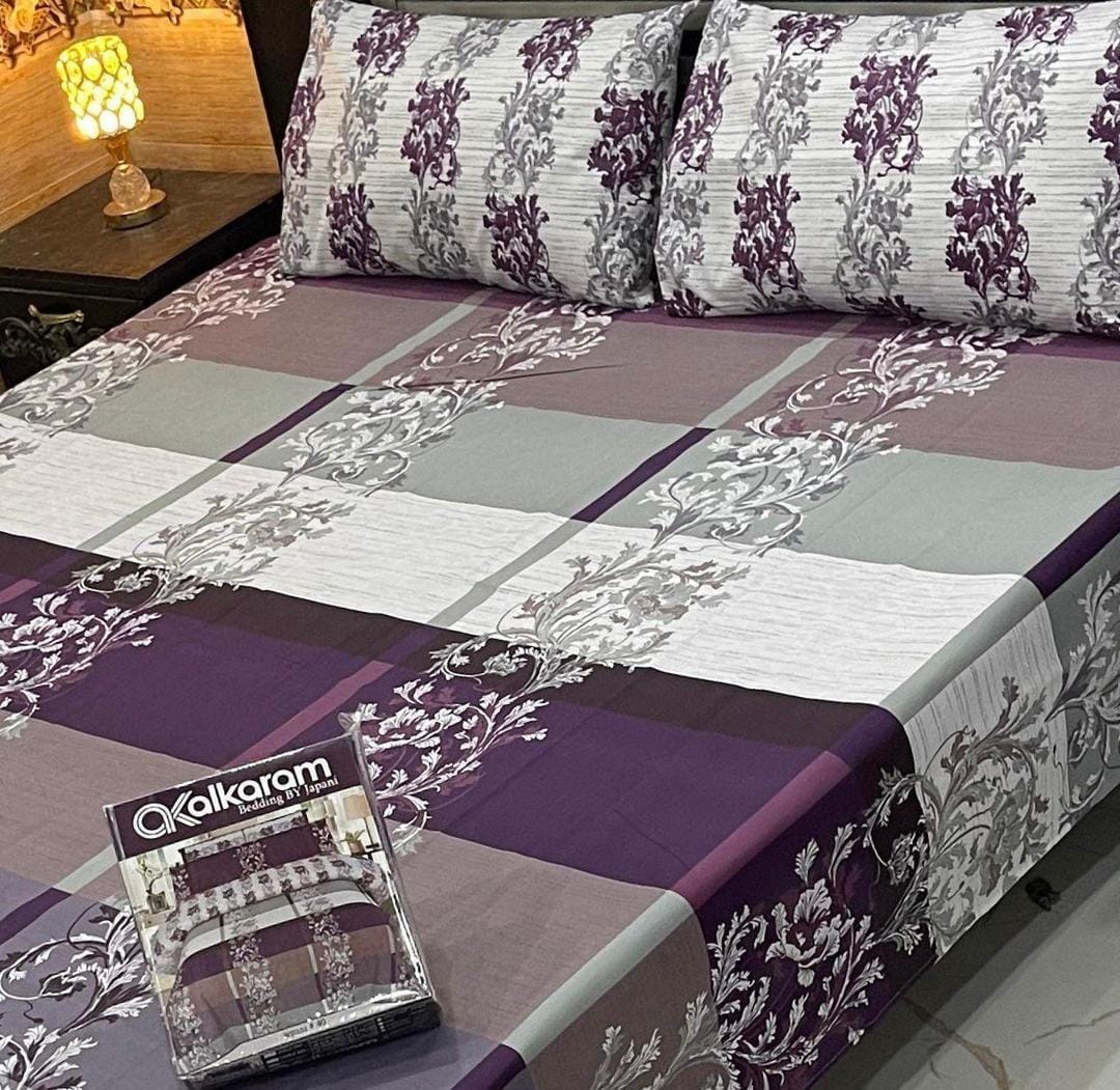 AL Karam Printed Double Bedsheets With Pillow Covers