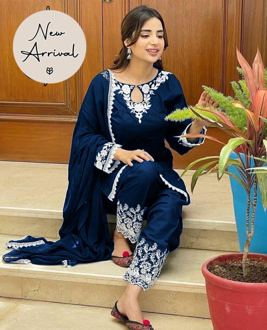 Cross Stich 3 Pcs Women's Stitched Cotton Embroidered Suit