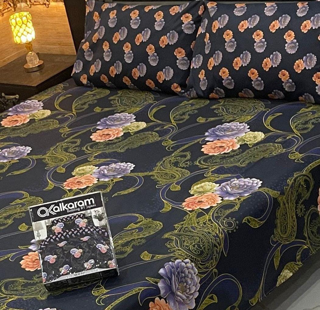 AL Karam Printed Double Bedsheets With Pillow Covers