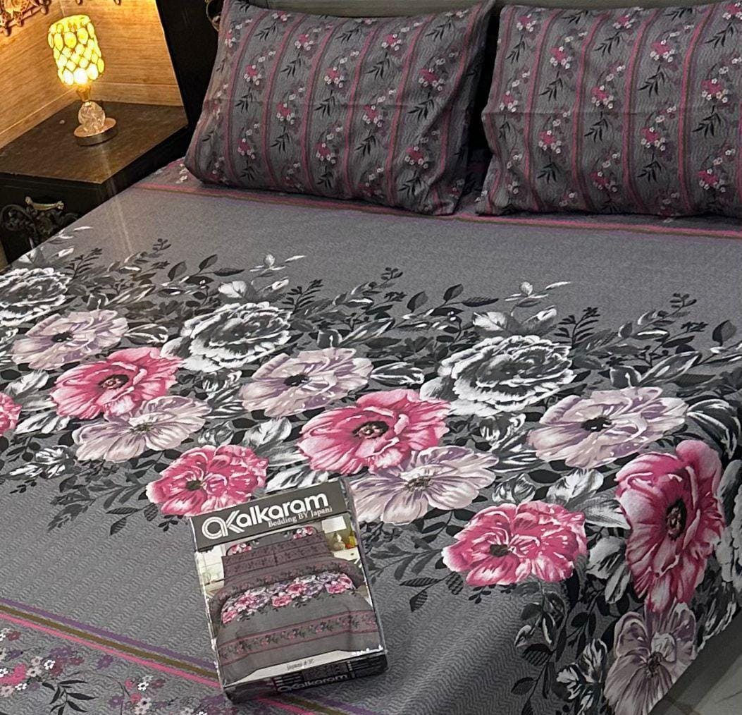 AL Karam Printed Double Bedsheets With Pillow Covers