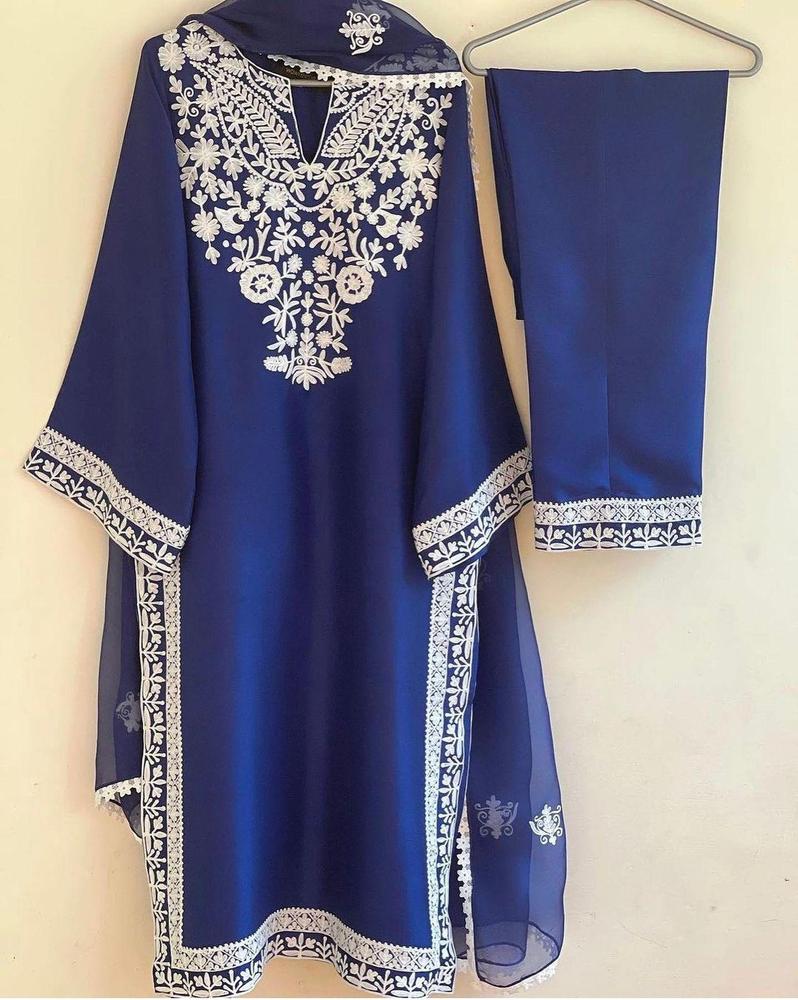 CrossStich 3 Pcs Women's Stitched Organza Embroidered Suit