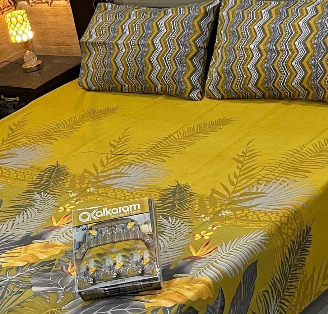 AL Karam Printed Double Bedsheets With Pillow Covers