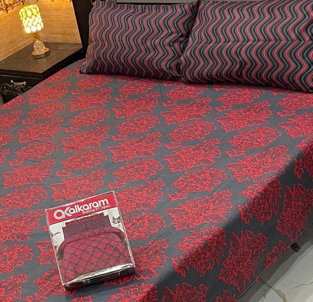 AL Karam Printed Double Bedsheets With Pillow Covers