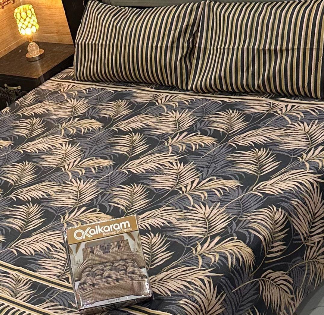 AL Karam Printed Double Bedsheets With Pillow Covers