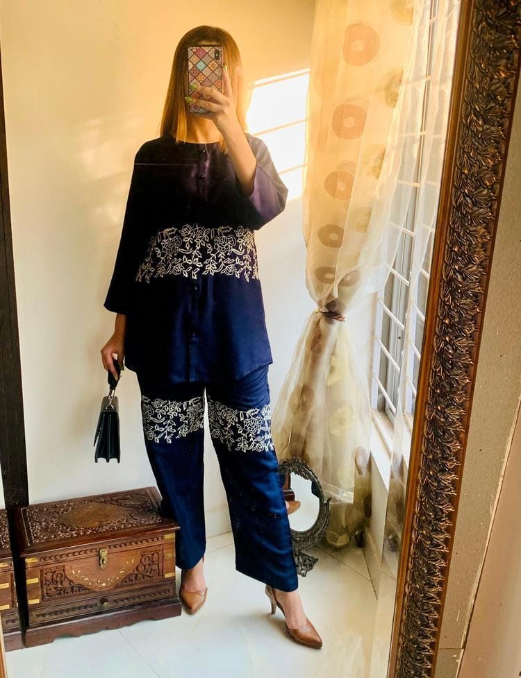 CrossStich 2 Pcs Women's Stitched Arabic Lawn Embroidered Shirt And Trouser