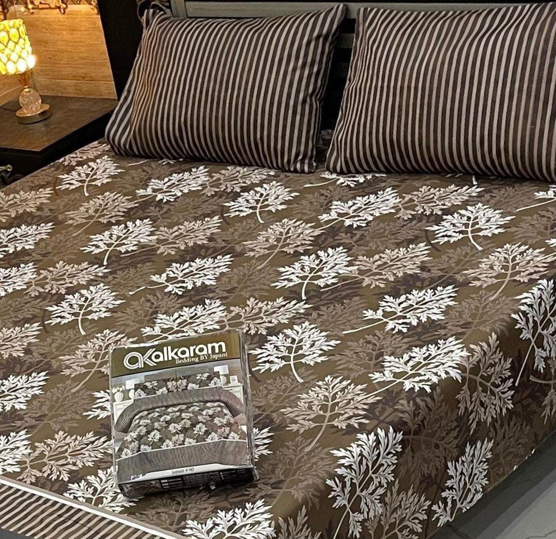 AL Karam Printed Double Bedsheets With Pillow Covers