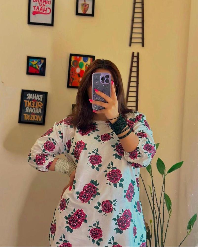 Cross Stich 2 Pcs Women's Stitched Linen Printed Suit