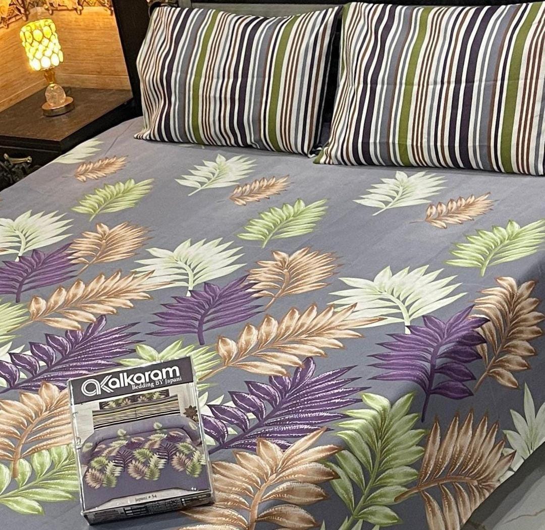 AL Karam Printed Double Bedsheets With Pillow Covers