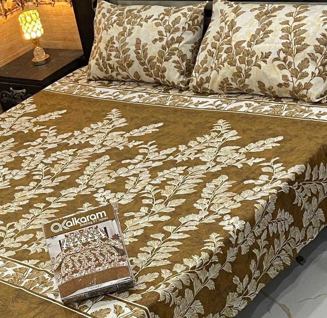 AL Karam Printed Double Bedsheets With Pillow Covers