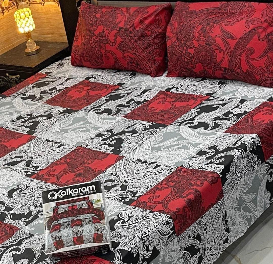 AL Karam Printed Double Bedsheets With Pillow Covers