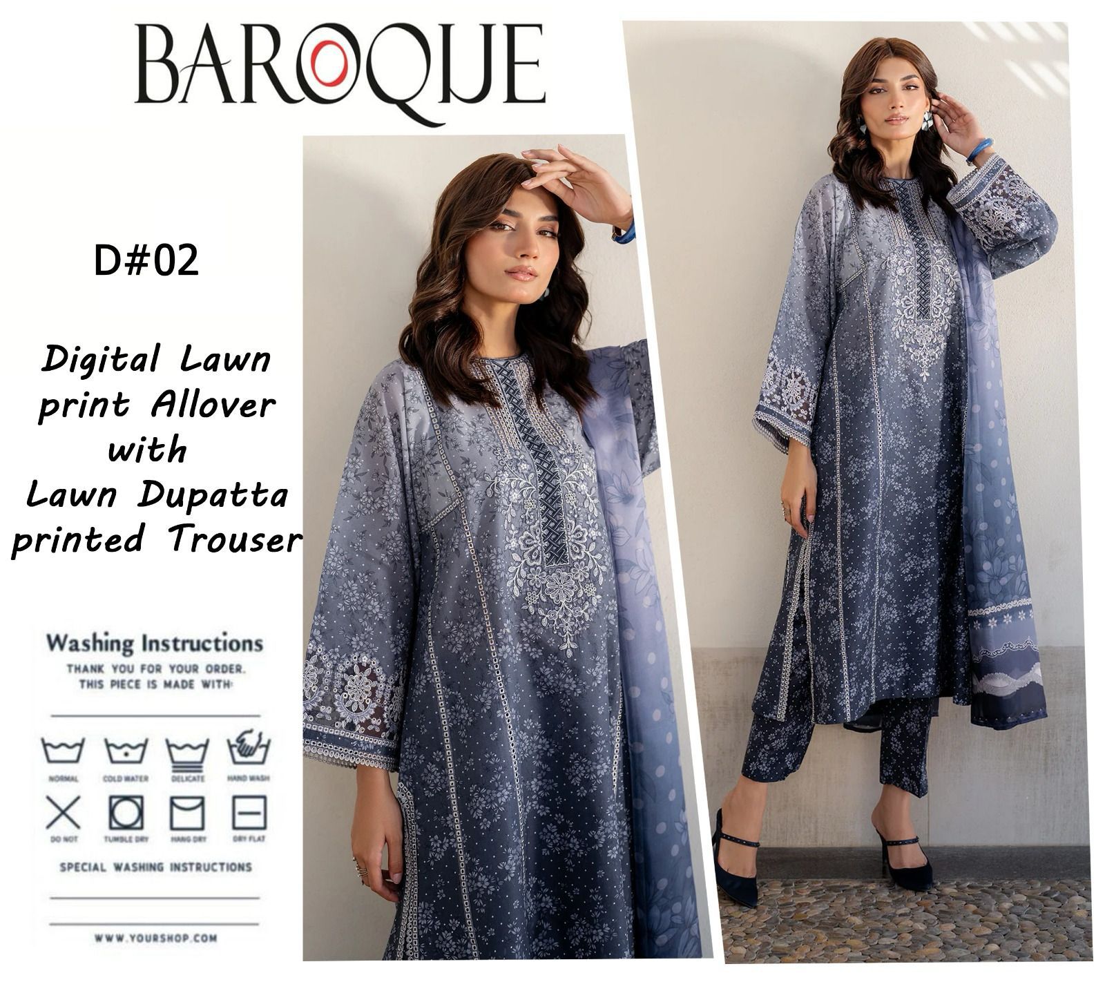 Baroque 3 Pc Unstiched Lawn Collection