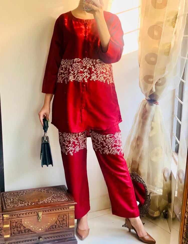 CrossStich 2 Pcs Women's Stitched Arabic Lawn Embroidered Shirt And Trouser