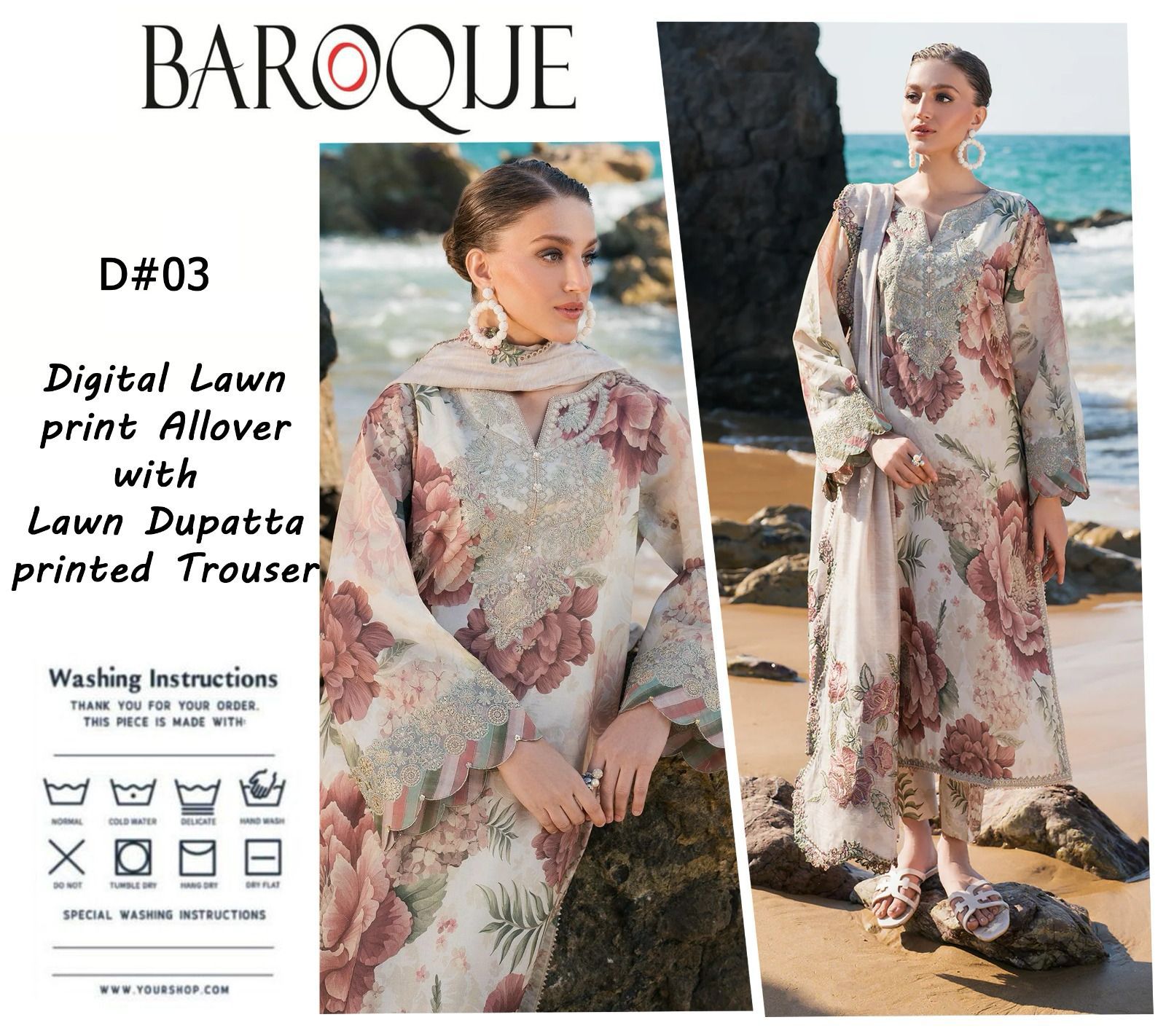 Baroque 3 Pc Unstiched Lawn Collection