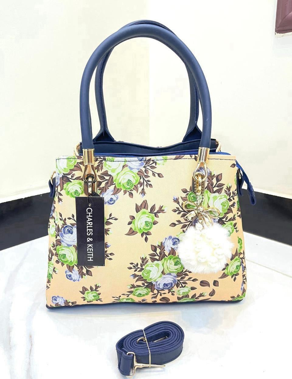 Charles & Keith Girl's Canvas Flower Print Hand Bag