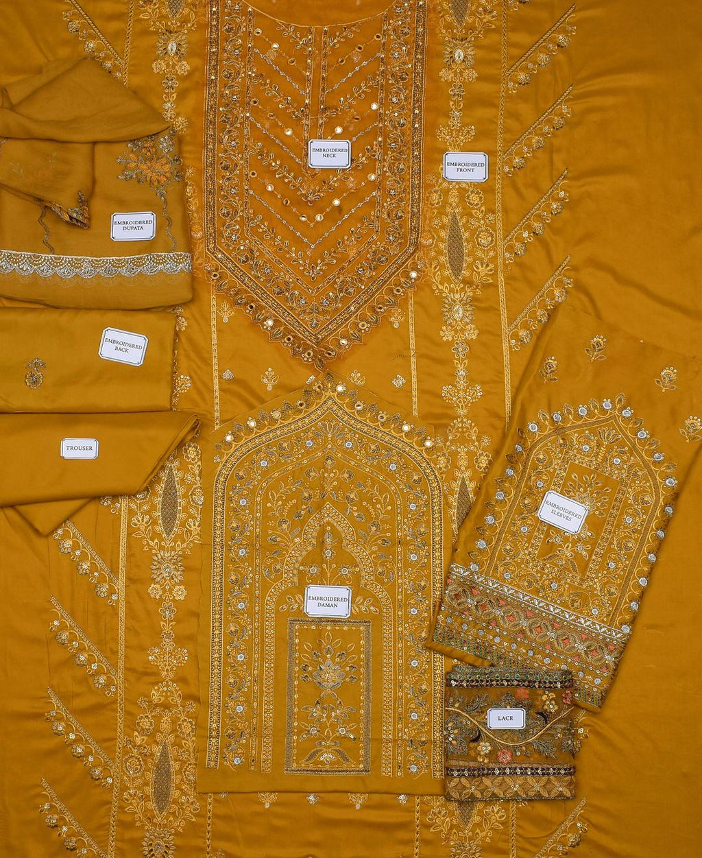 3 Pcs Women's Unstitched Linen Embroidered Fancy Suit By Zarmeen & Emaan