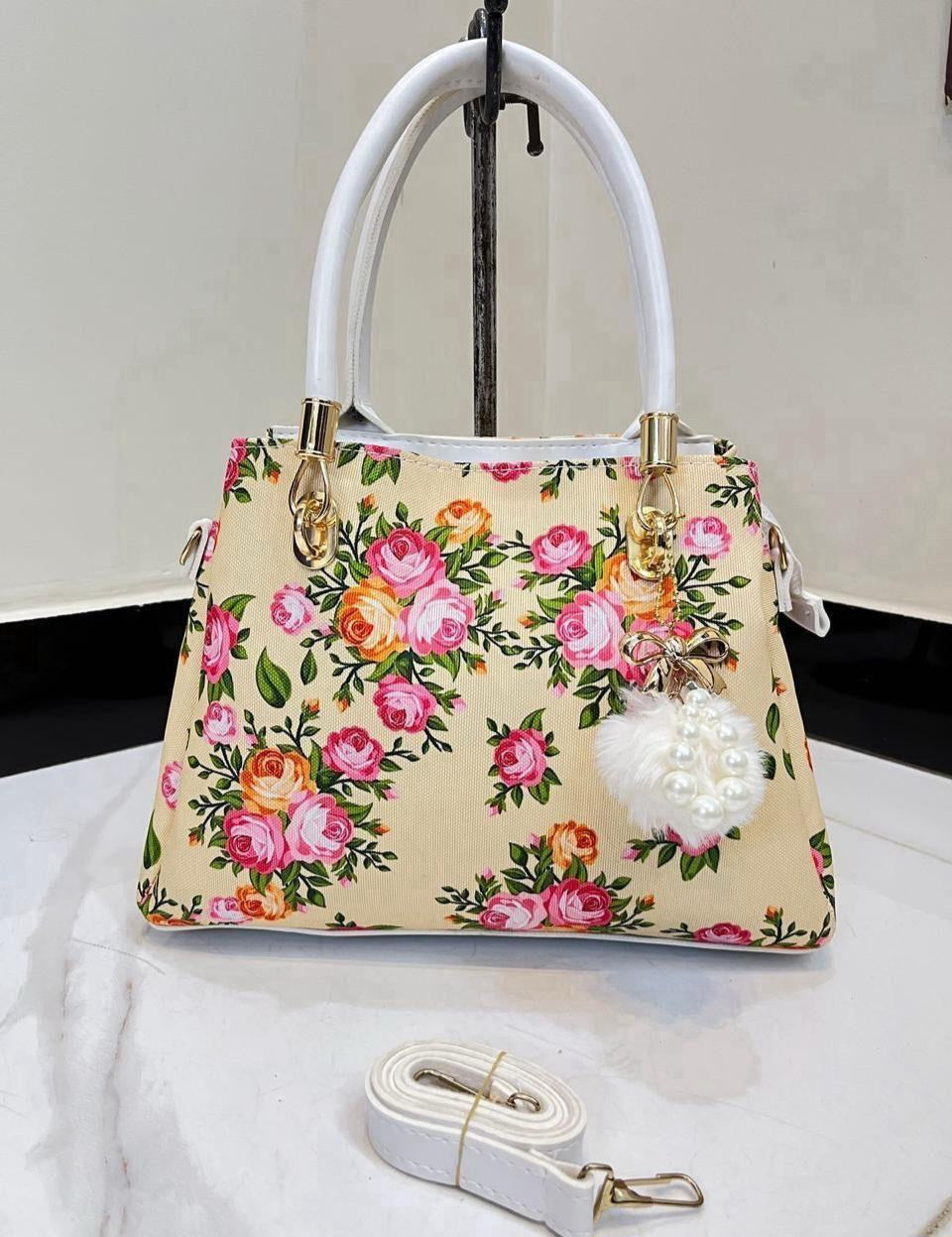 Charles & Keith Girl's Canvas Flower Print Hand Bag